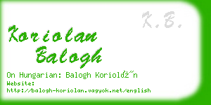 koriolan balogh business card